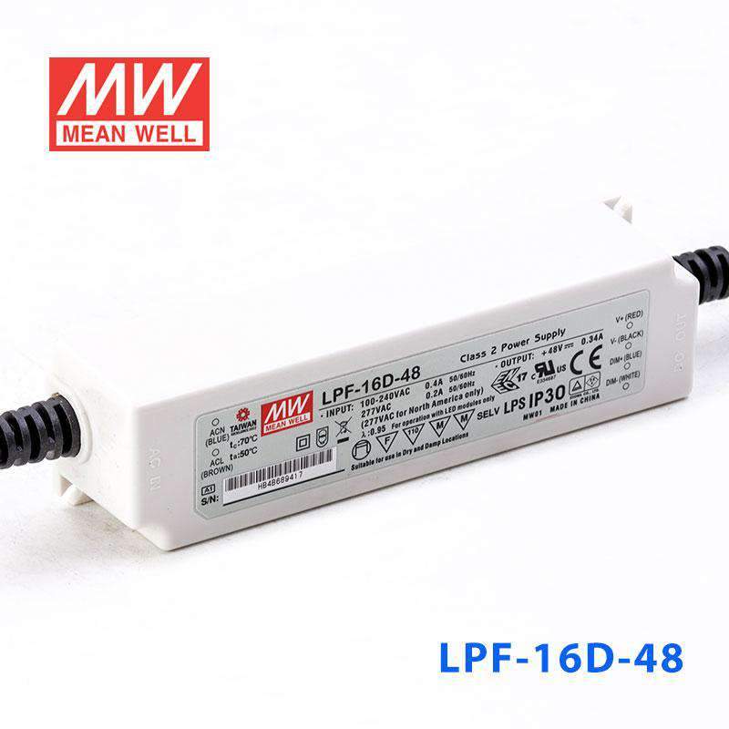 Mean Well LPF - 16D - 48 Power Supply 16W 48V - Dimmable - LPF - 16D - 48 - powersupplymall.com