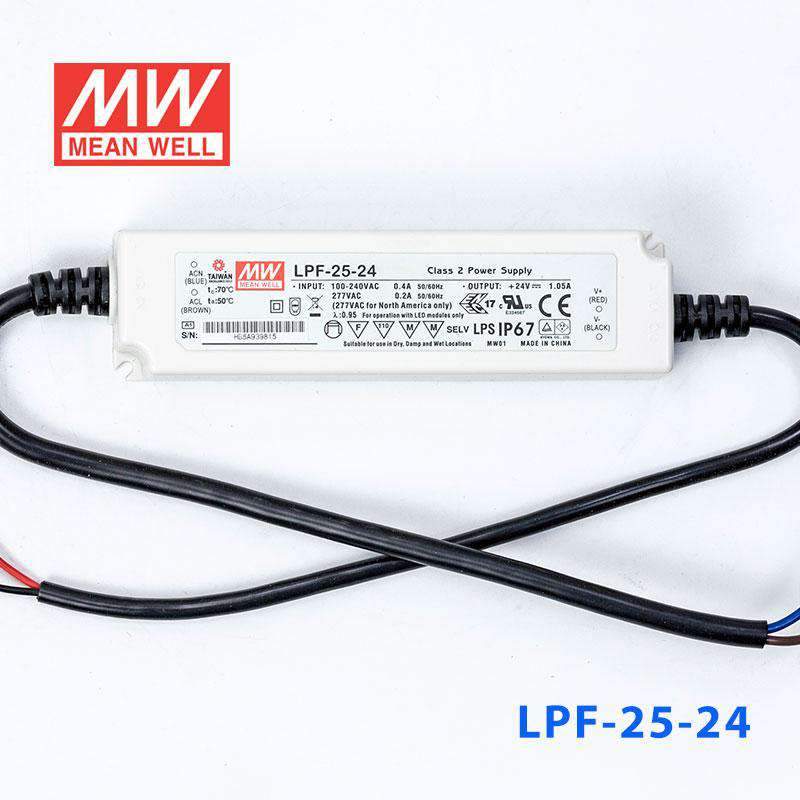 Mean Well LPF-25-24 Power Supply 25W 24V 1.05A - LPF-25-24 - powersupplymall.com