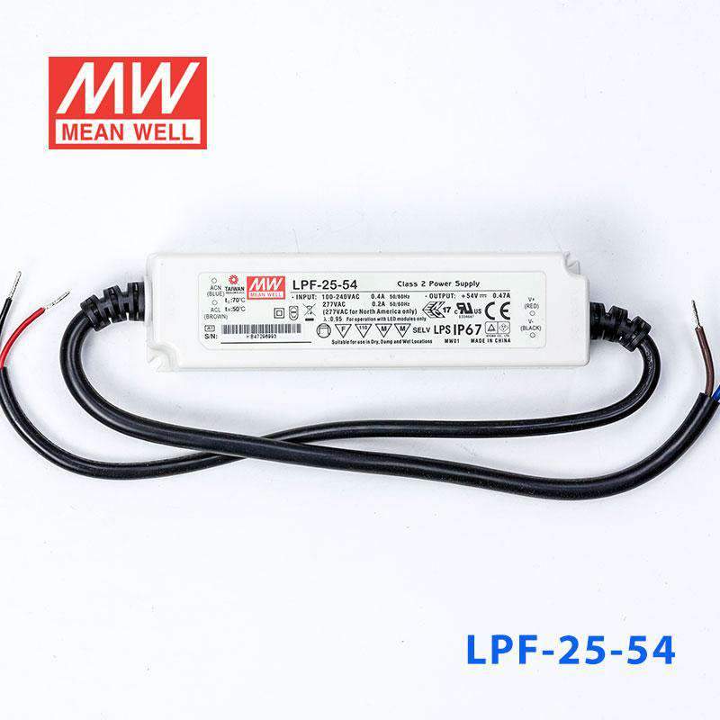Mean Well LPF - 25 - 54 Power Supply 25W 54V - LPF - 25 - 54 - powersupplymall.com
