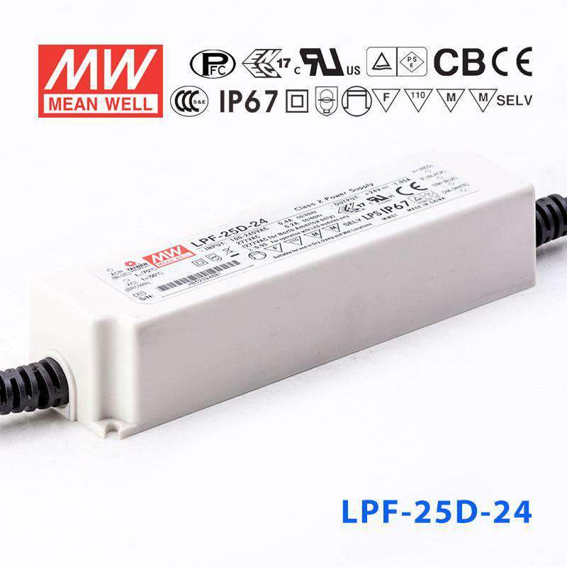 Mean Well LPF - 25D - 24 Power Supply 25W 24V - Dimmable - LPF-25D-24 - powersupplymall.com