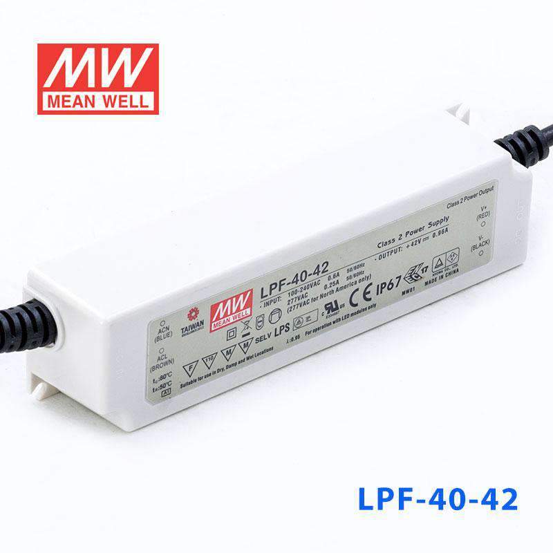Mean Well LPF-40-42 Power Supply 40W 42V 960mA - LPF-40-42 - powersupplymall.com