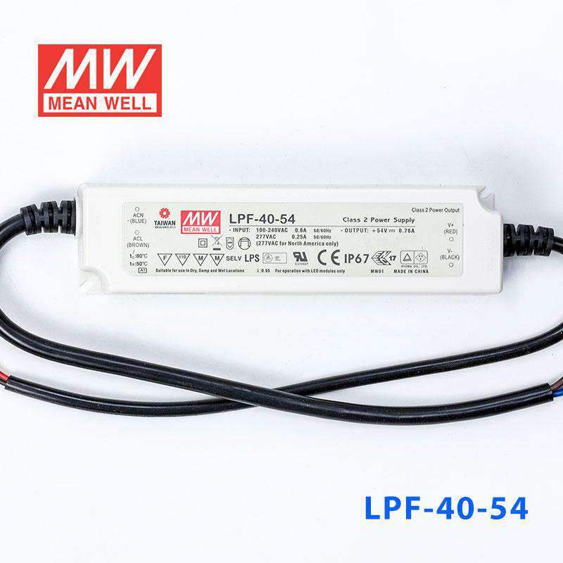 Mean Well LPF-40-54 Power Supply 40W 54V 760mA - LPF-40-54 - powersupplymall.com