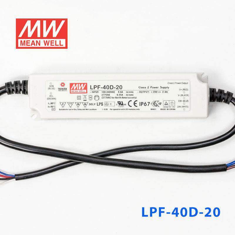 Mean Well LPF - 40D - 20 Power Supply 40W 20V - Dimmable - LPF-40D-20 - powersupplymall.com