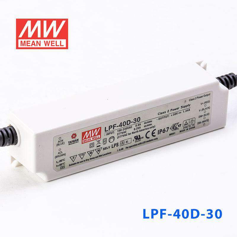 Mean Well LPF - 40D - 30 Power Supply 40W 30V - Dimmable - LPF-40D-30 - powersupplymall.com