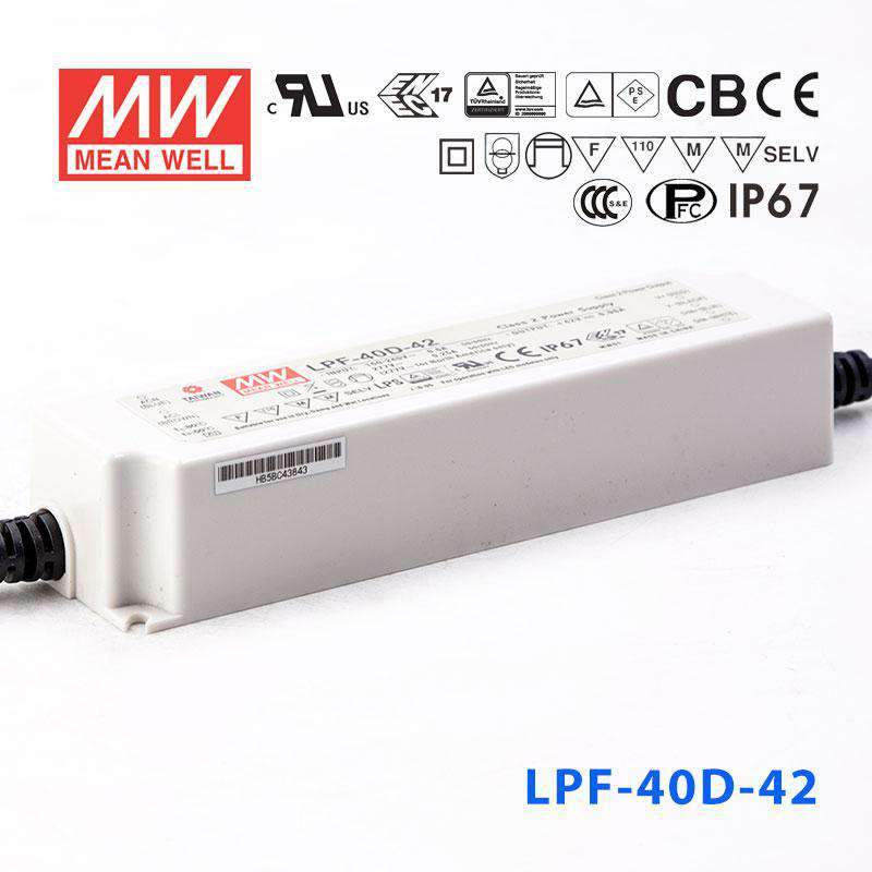 Mean Well LPF - 40D - 42 Power Supply 40W 42V - Dimmable - LPF-40D-42 - powersupplymall.com