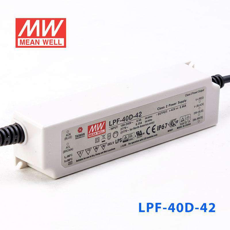 Mean Well LPF-40D-42 Power Supply 40W 42V - Dimmable 960mA - LPF-40D-42 - powersupplymall.com