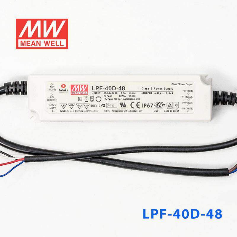 Mean Well LPF - 40D - 48 Power Supply 40W 48V - Dimmable - LPF - 40D - 48 - powersupplymall.com