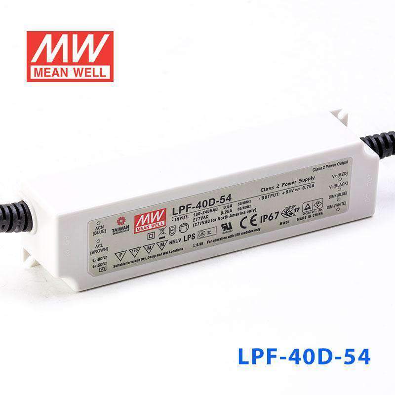 Mean Well LPF - 40D - 54 Power Supply 40W 54V - Dimmable - LPF-40D-54 - powersupplymall.com