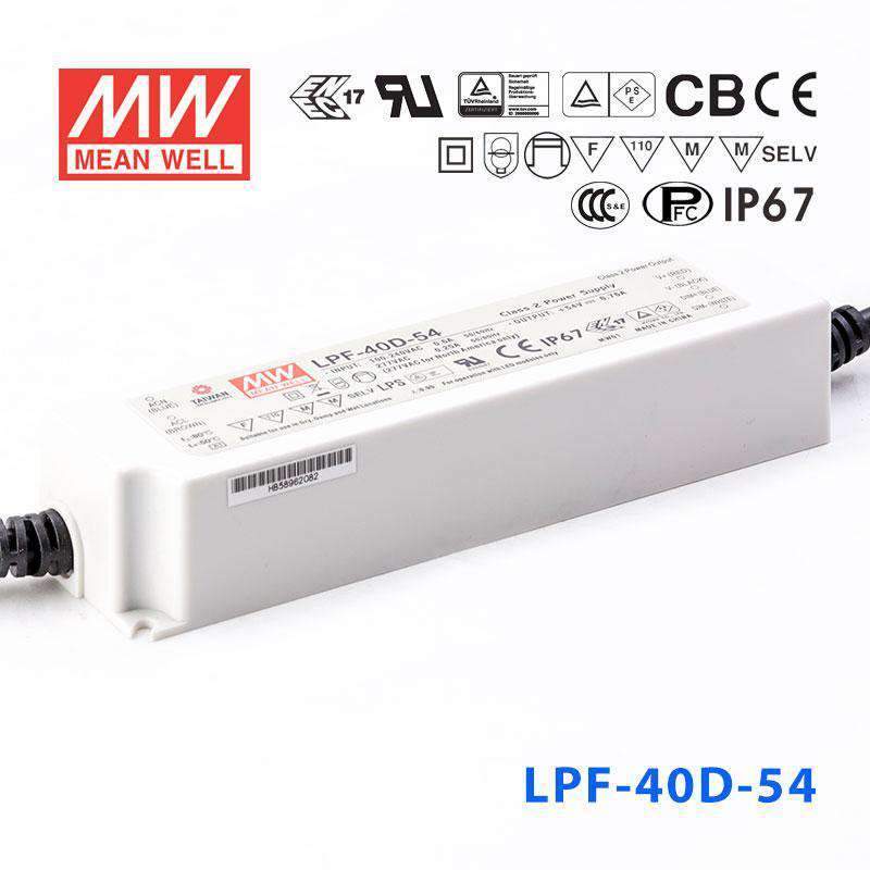 Mean Well LPF - 40D - 54 Power Supply 40W 54V - Dimmable - LPF - 40D - 54 - powersupplymall.com
