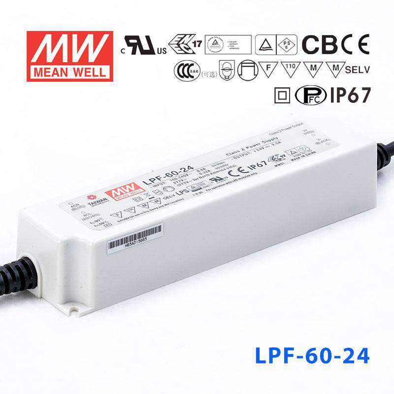 Mean Well LPF-60-24 Power Supply 60W 24V 2.5A - LPF-60-24 - powersupplymall.com