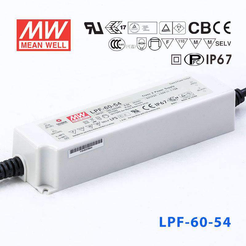 Mean Well LPF - 60 - 54 Power Supply 60W 54V - LPF - 60 - 54 - powersupplymall.com