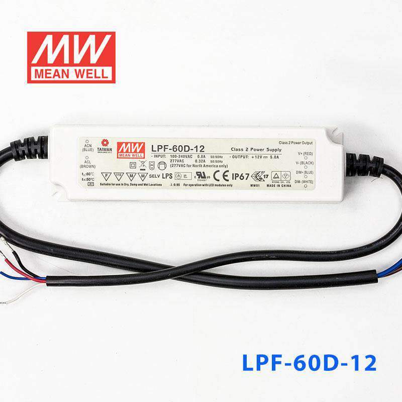 Mean Well LPF - 60D - 12 Power Supply 60W 12V - Dimmable - LPF - 60D - 12 - powersupplymall.com