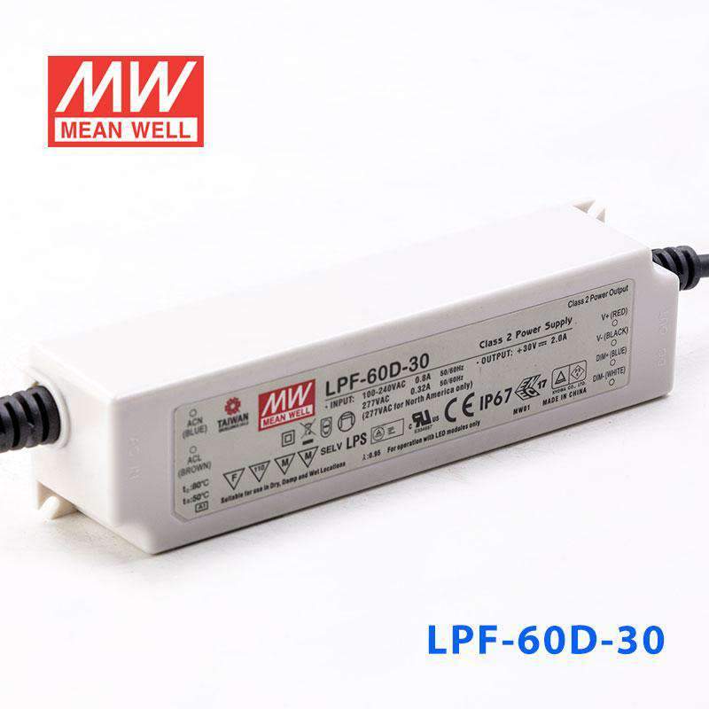 Mean Well LPF-60D-30 Power Supply 60W 30V - Dimmable 2A - LPF-60D-30 - powersupplymall.com