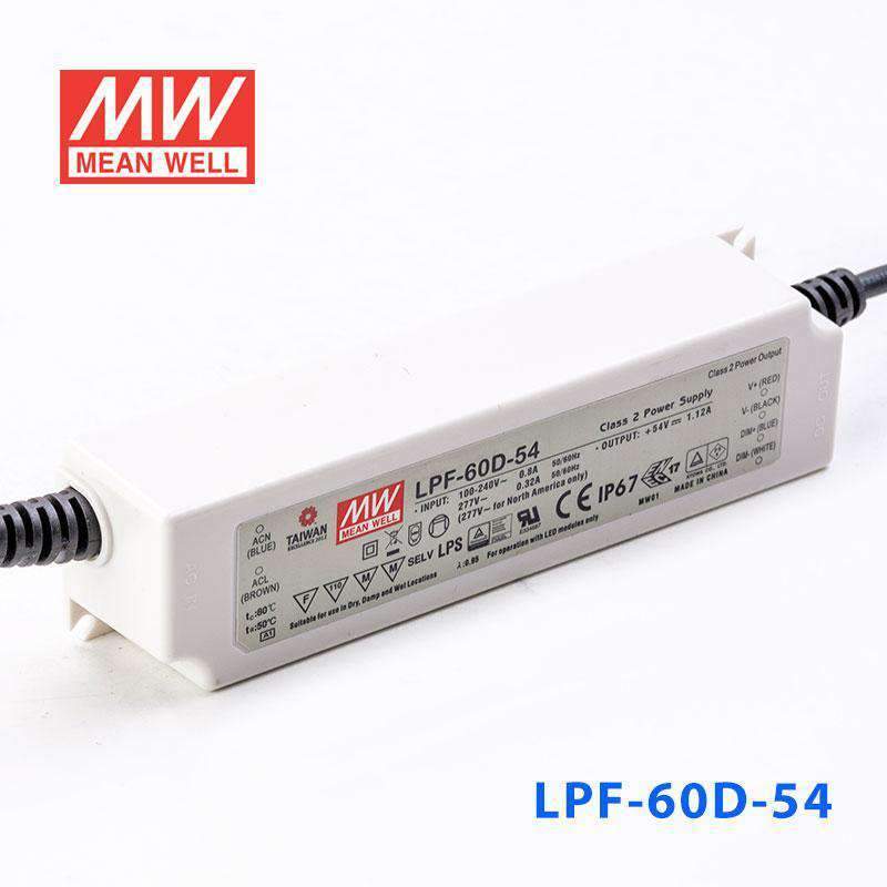 Mean Well LPF - 60D - 54 Power Supply 60W 54V - Dimmable - LPF-60D-54 - powersupplymall.com