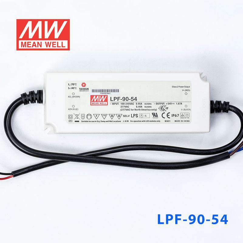 Mean Well LPF-90-54 Power Supply 90W 54V 1.67A - LPF-90-54 - powersupplymall.com