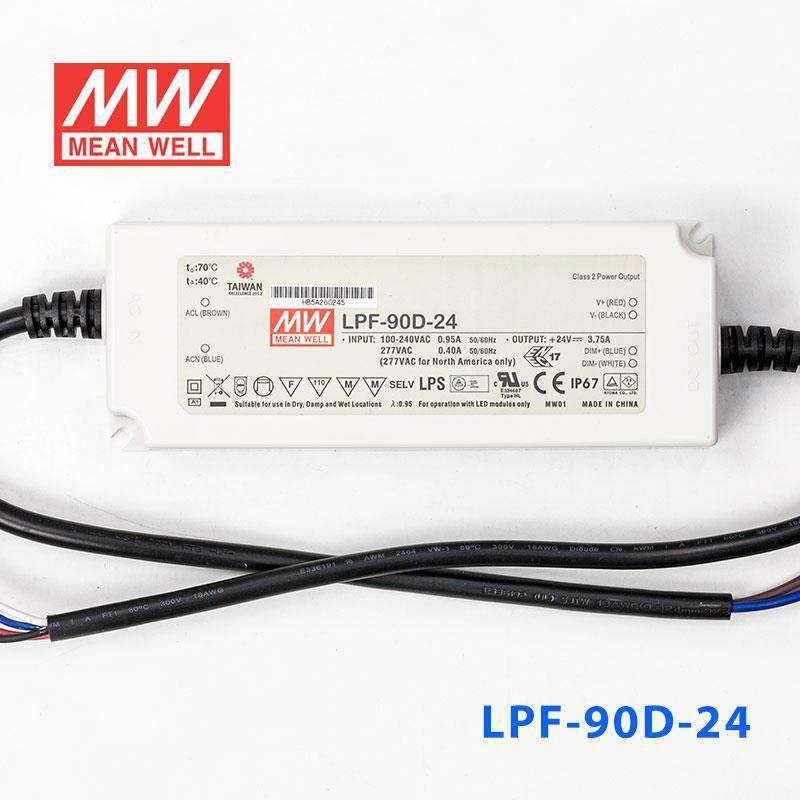 Mean Well LPF-90D-24 Power Supply 90W 24V - Dimmable 3.75A - LPF-90D-24 - powersupplymall.com