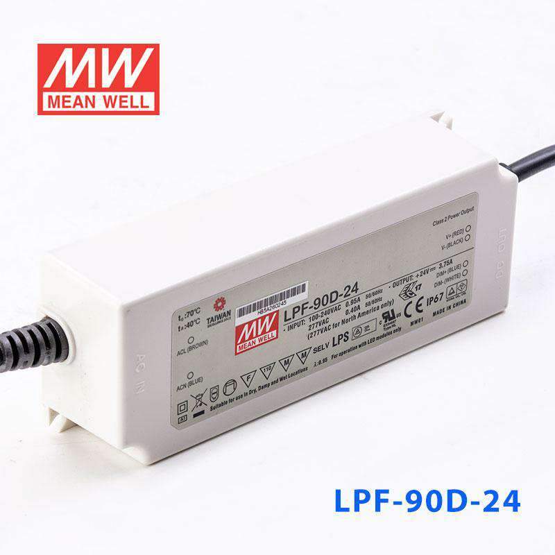 Mean Well LPF-90D-24 Power Supply 90W 24V - Dimmable 3.75A - LPF-90D-24 - powersupplymall.com