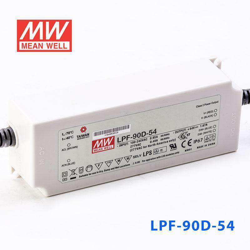 Mean Well LPF - 90D - 54 Power Supply 90W 54V - Dimmable - LPF - 90D - 54 - powersupplymall.com
