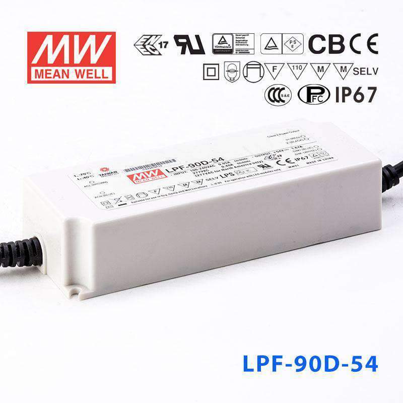 Mean Well LPF - 90D - 54 Power Supply 90W 54V - Dimmable - LPF - 90D - 54 - powersupplymall.com