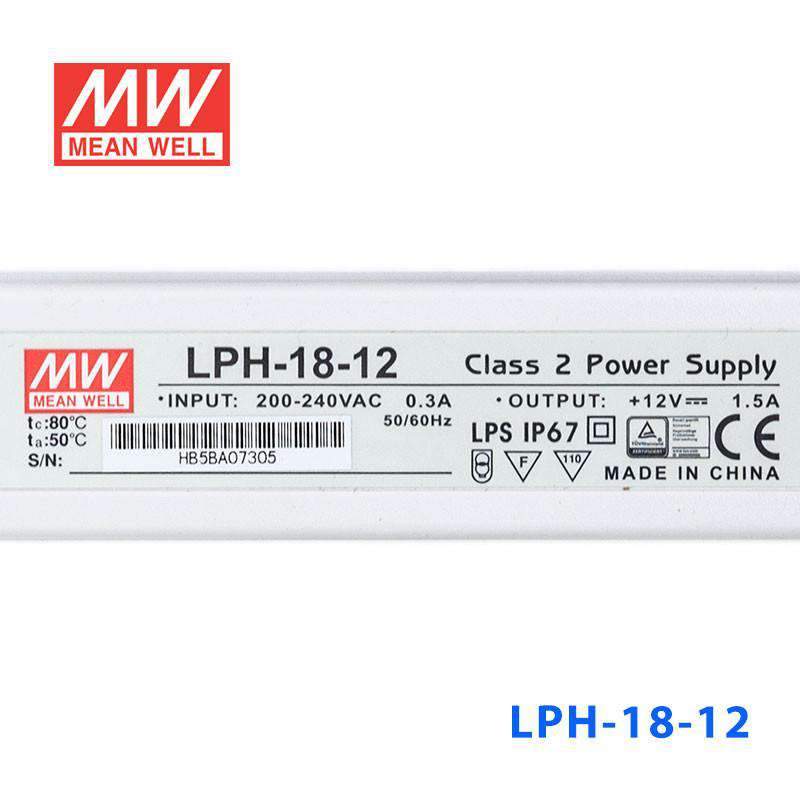 Mean Well LPH - 18 - 12 Power Supply 18W 12V - LPH - 18 - 12 - powersupplymall.com