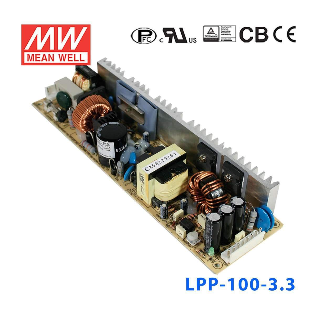 Mean Well LPP - 100 - 3.3 Power Supply 66W 3.3V - LPP - 100 - 3.3 - powersupplymall.com