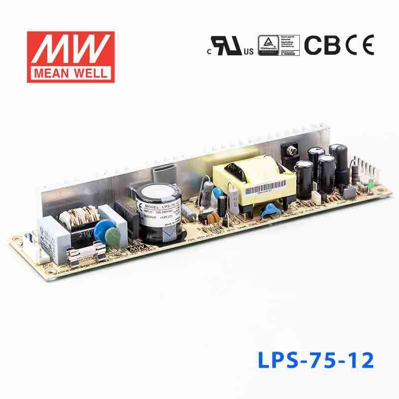 Mean Well LPS - 75 - 12 Power Supply 74W 12V - LPS - 75 - 12 - powersupplymall.com