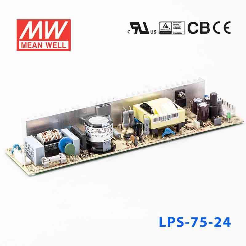 Mean Well LPS - 75 - 24 Power Supply 76W 24V - LPS - 75 - 24 - powersupplymall.com