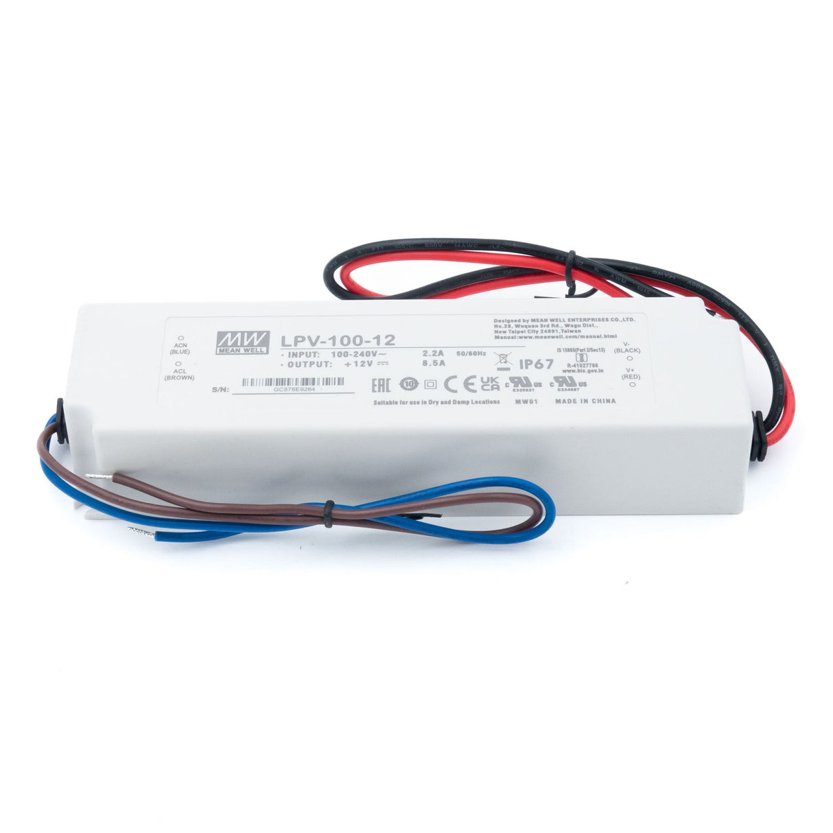 Mean Well LPV - 100 - 12 Power Supply 100W 12V - LPV - 100 - 12 - powersupplymall.com