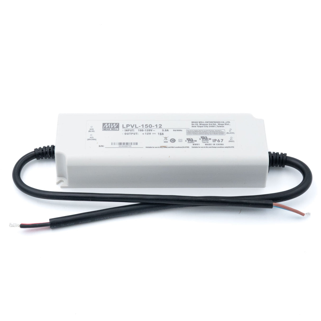Mean Well LPV - 150 - 12 AC - DC Single output LED Driver Constant Voltage 12Vdc 10A - LPV - 150 - 12 - powersupplymall.com