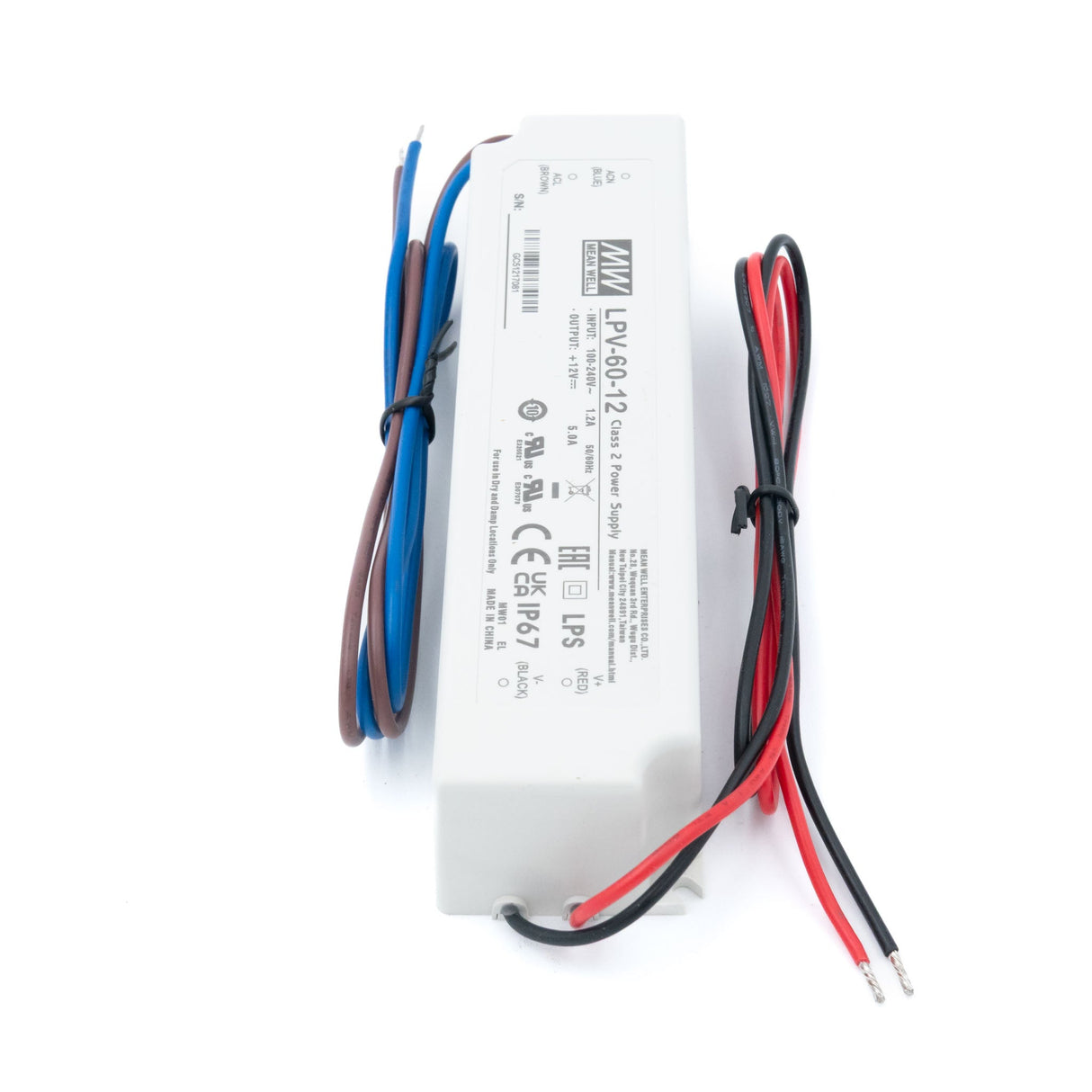 Mean Well LPV - 60 - 12 Power Supply 60W 12V - LPV - 60 - 12 - powersupplymall.com