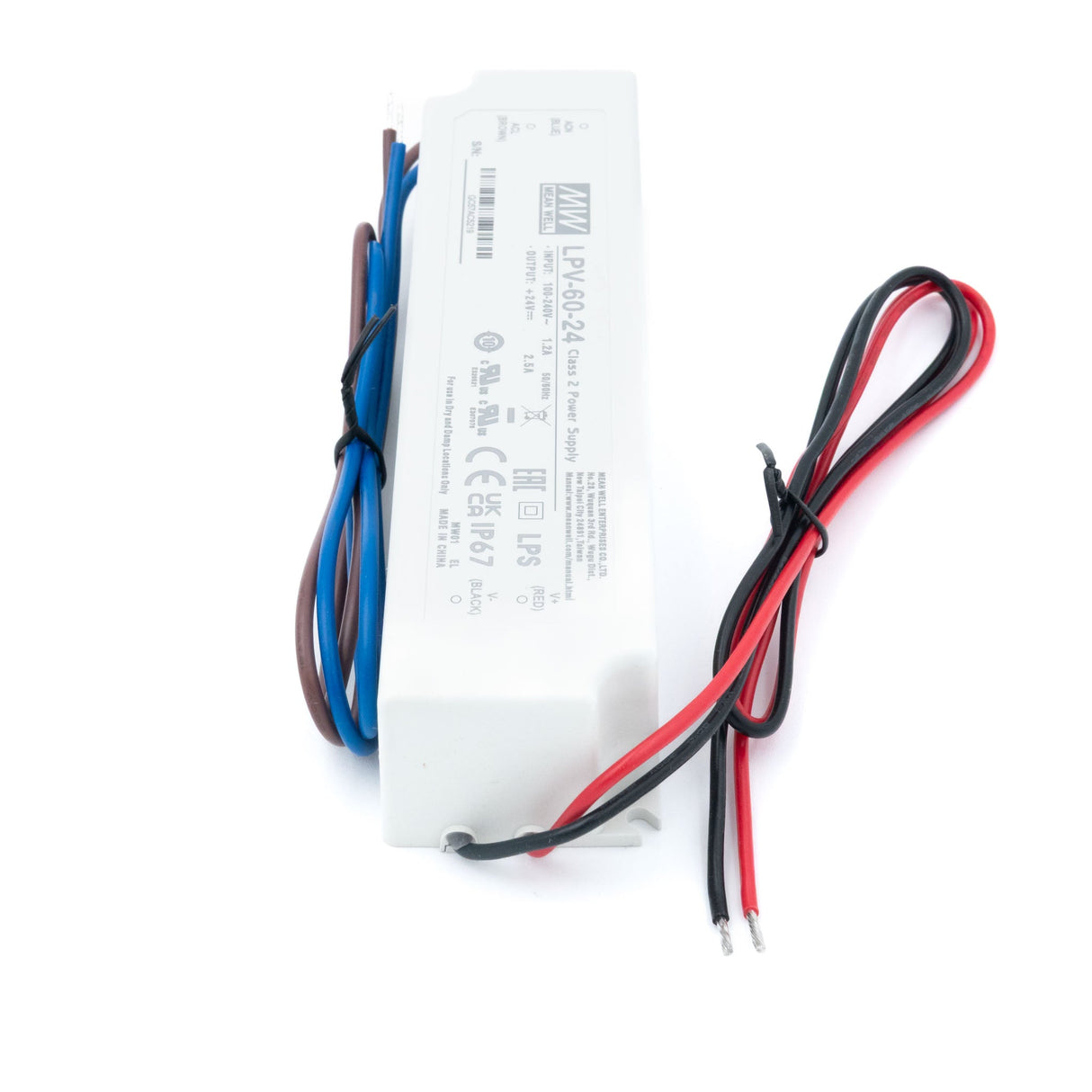 Mean Well LPV - 60 - 24 Power Supply 60W 24V - LPV - 60 - 24 - powersupplymall.com