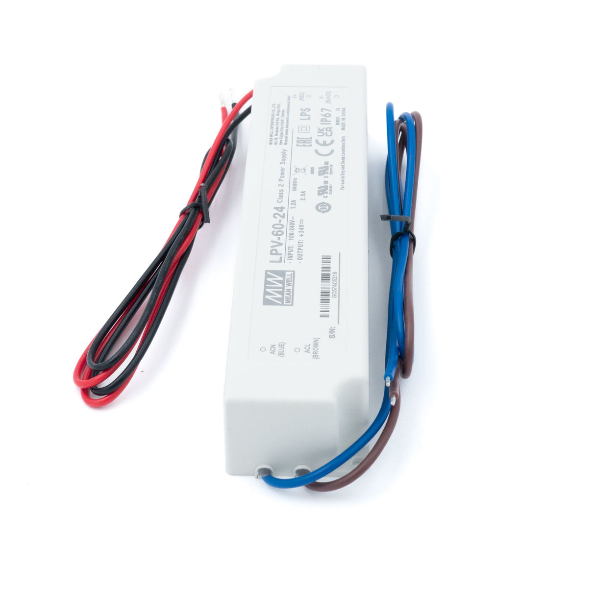 Mean Well LPV - 60 - 24 Power Supply 60W 24V - LPV - 60 - 24 - powersupplymall.com