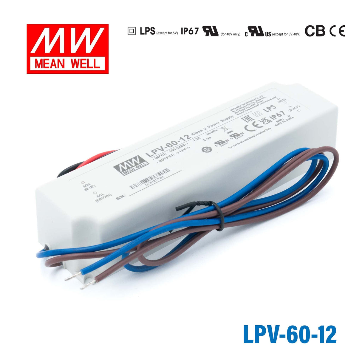 Mean Well LPV Series LED Power Supply 12V (20~150W) - - powersupplymall.com