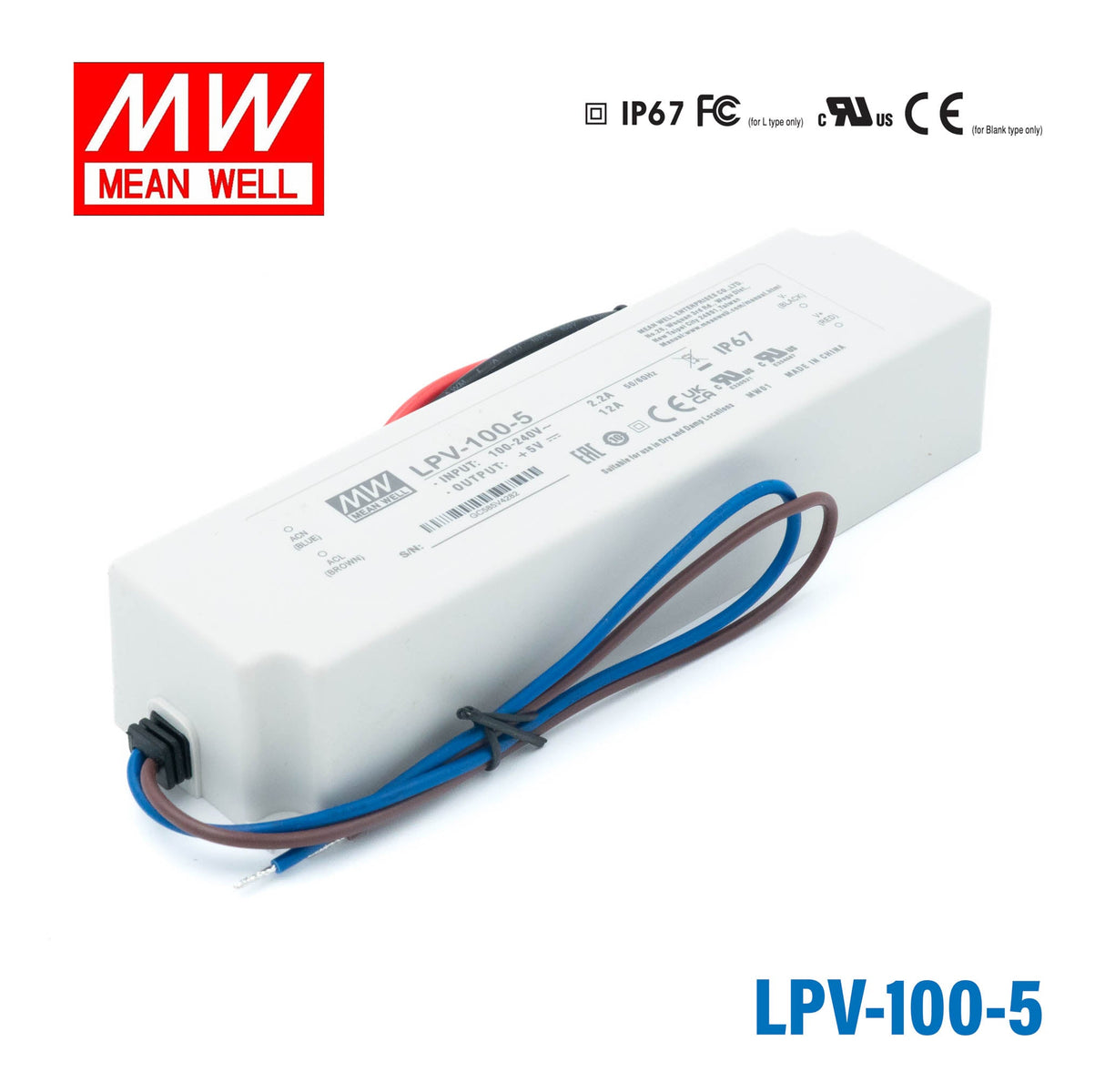 Mean Well LPV Series LED Power Supply 5V (20~100W) - powersupplymall.com