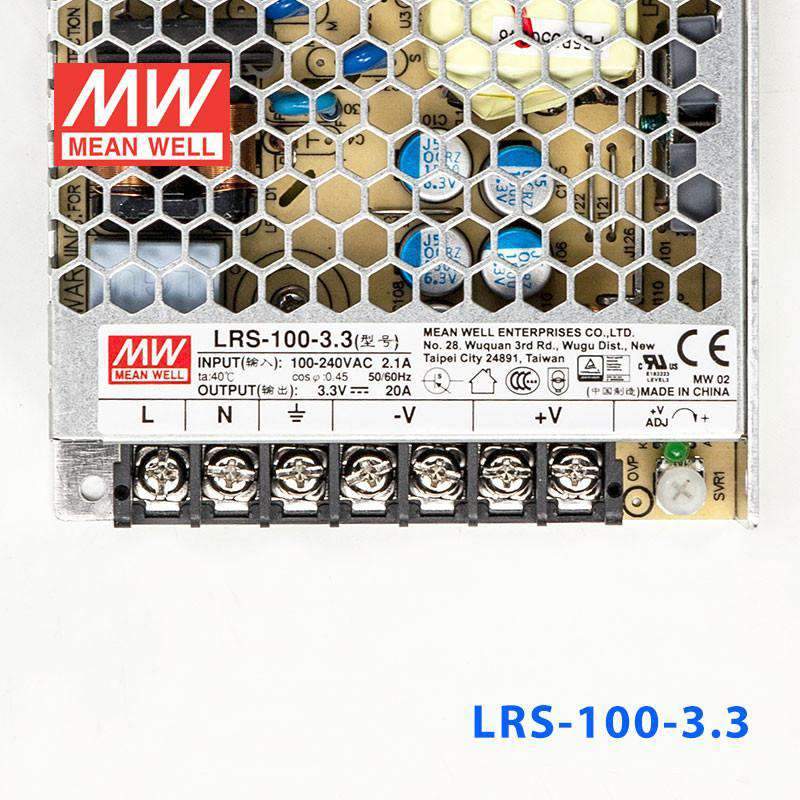 Mean Well LRS - 100 - 3.3 Power Supply 100W 3.3V - LRS - 100 - 3.3 - powersupplymall.com