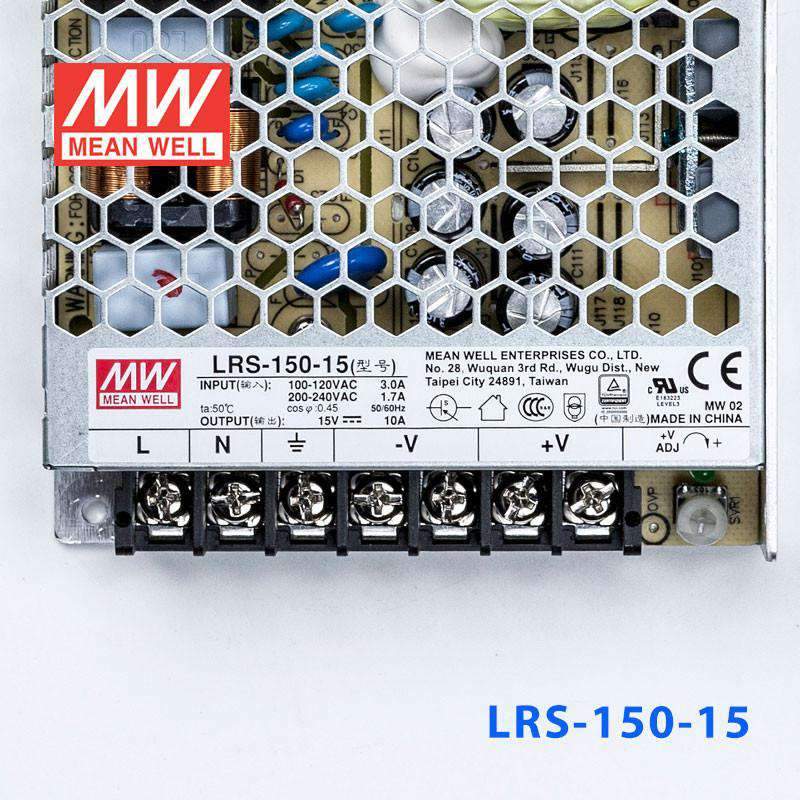 Mean Well LRS - 150 - 15 Power Supply 150W 15V - LRS - 150 - 15 - powersupplymall.com