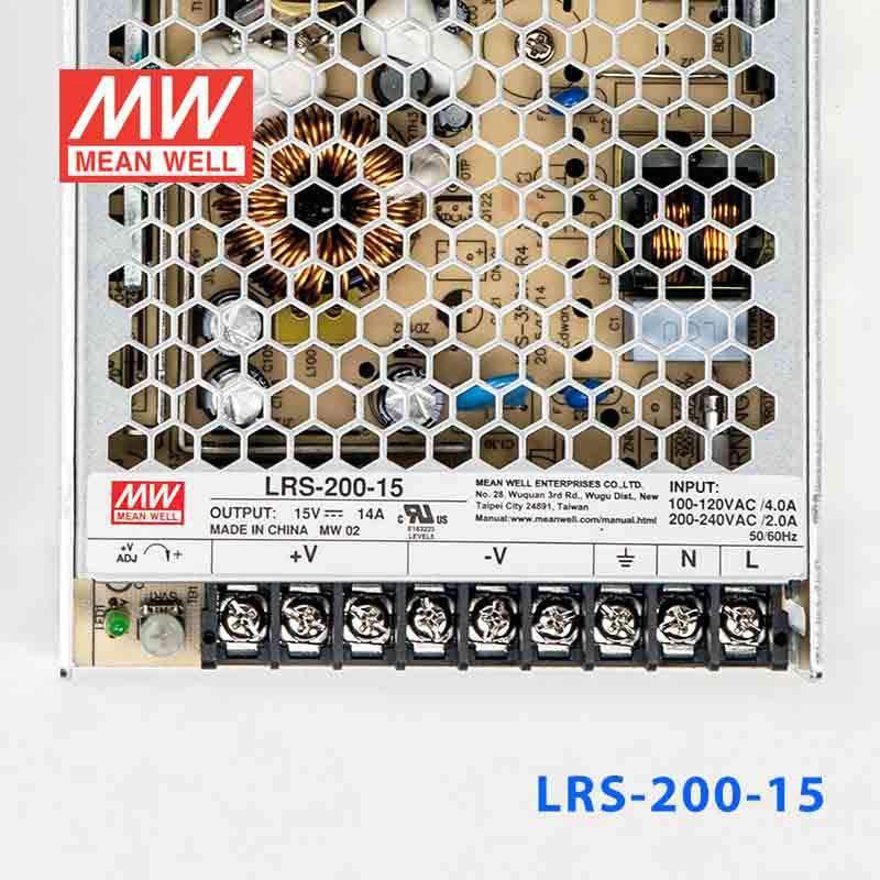 Mean Well LRS - 200 - 15 Power Supply 200W 15V - LRS - 200 - 15 - powersupplymall.com