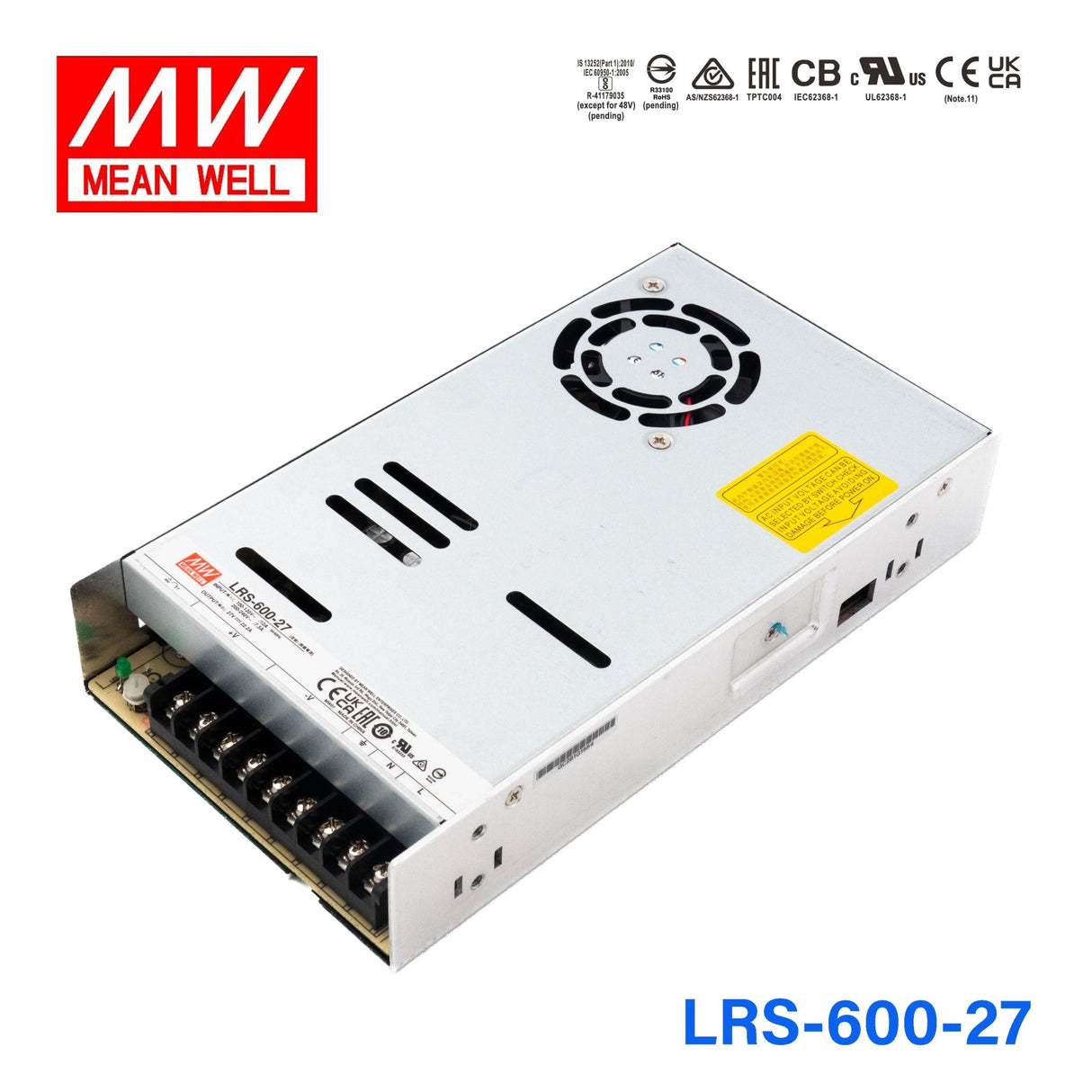 Mean Well LRS - 600 - 27 Power Supply 600W 27V - lrs-600-27 - powersupplymall.com