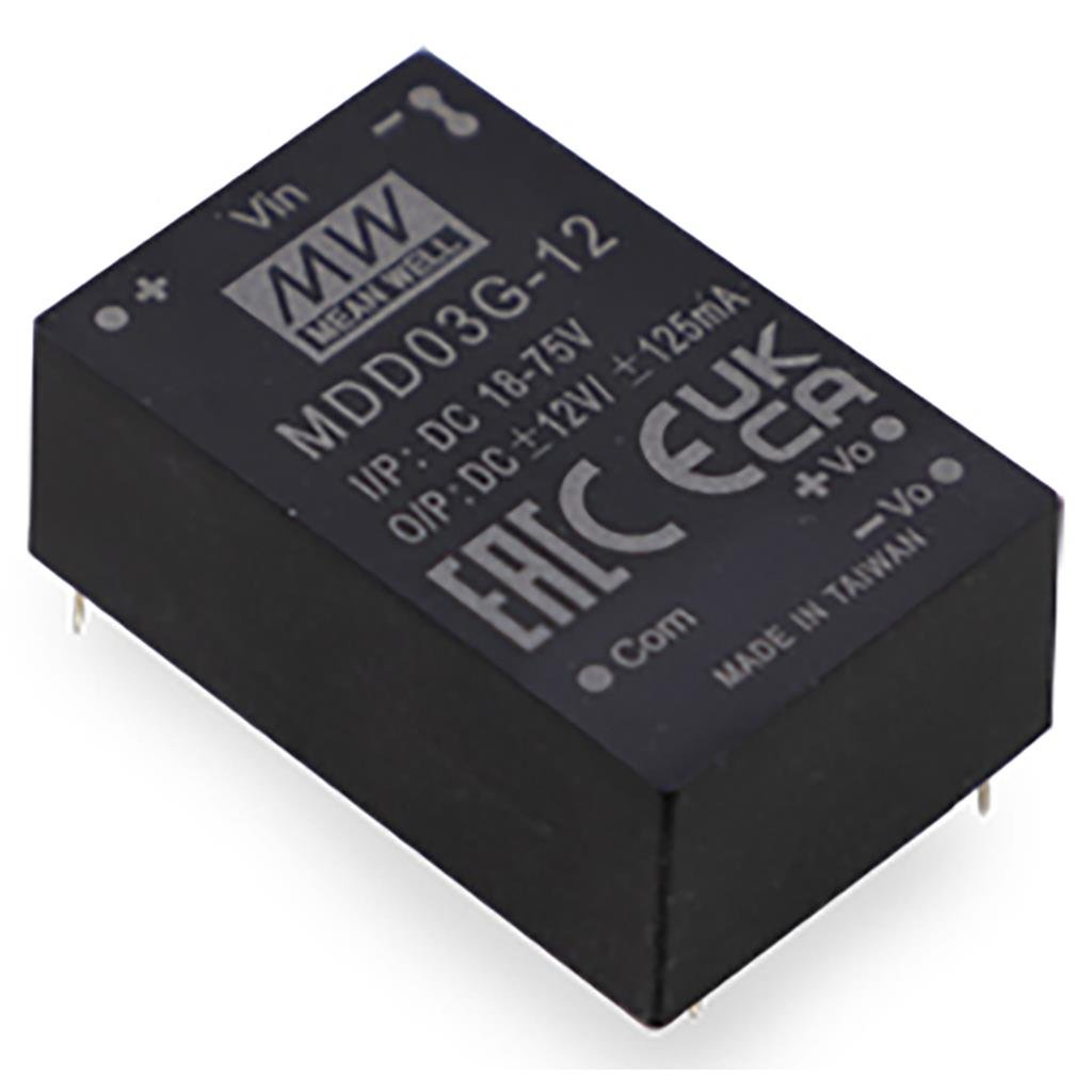 Mean Well MDD03F - 05 Medical Grade DC/DC Converter 3W - 9 - 36V input, 5 and - 5V output - MDD03F - 05 - powersupplymall.com