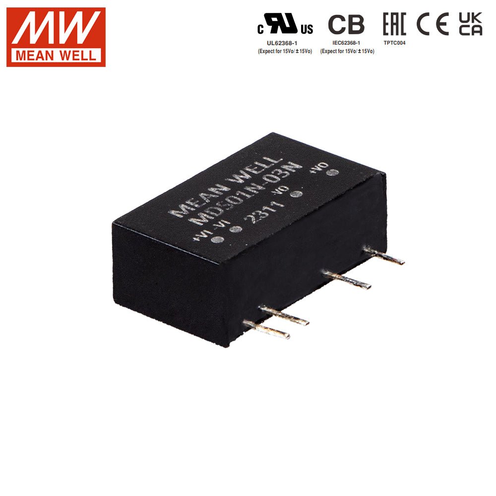 Mean Well MDS01M - 12N SIP Package DC - DC Converter - 1W - 12V Out - MDS01M - 12N - powersupplymall.com