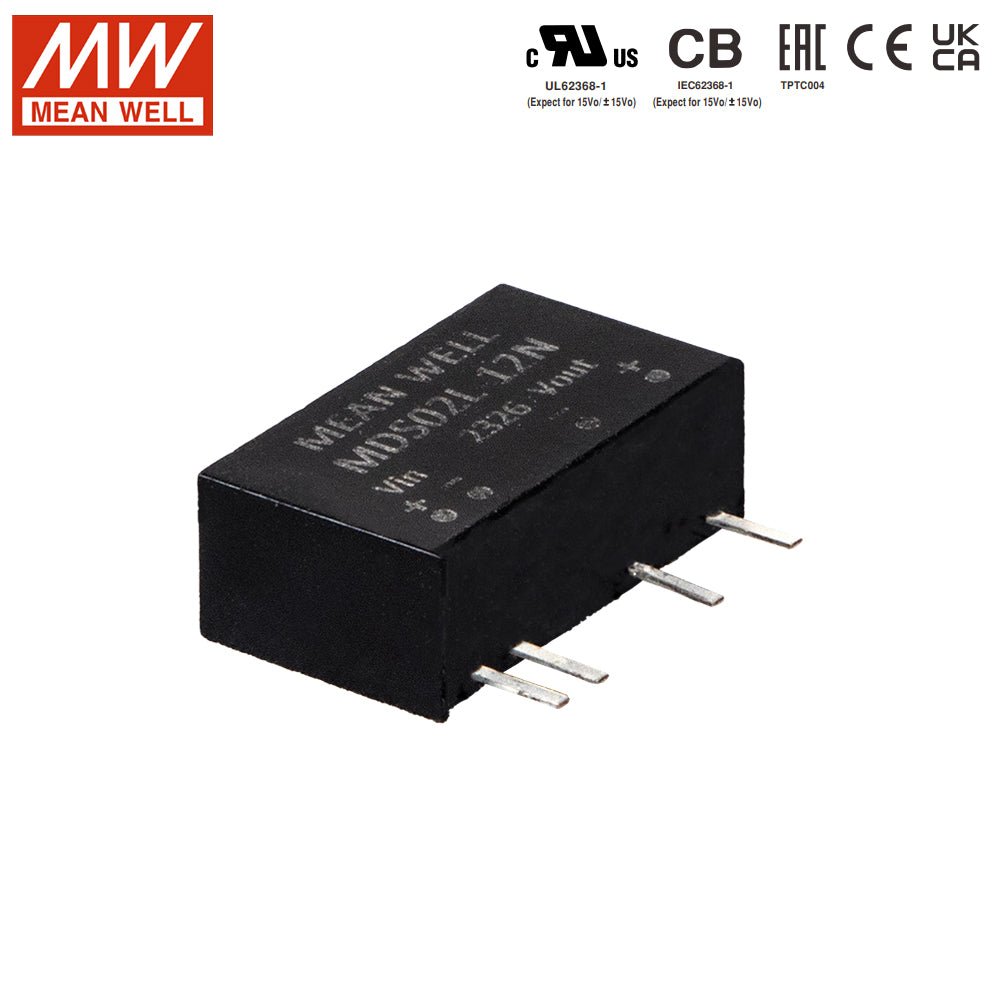 Mean Well MDS02L - 12N SIP Package DC - DC Converter - 2W - 12V Out - MDS02L - 12N - powersupplymall.com