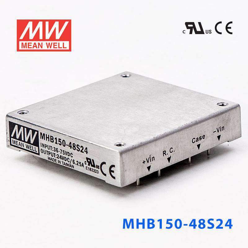 Mean Well MHB150-48S24 DC-DC Converter - 150W - 36~75V in 24V out 4.17A - MHB150-48S24 - powersupplymall.com