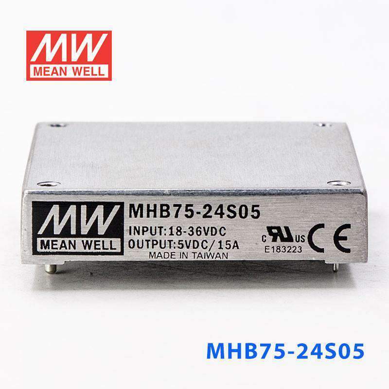 Mean Well MHB75 - 24S05 DC - DC Converter - 75W - 18~36V in 5V out - MHB75 - 24S05 - powersupplymall.com