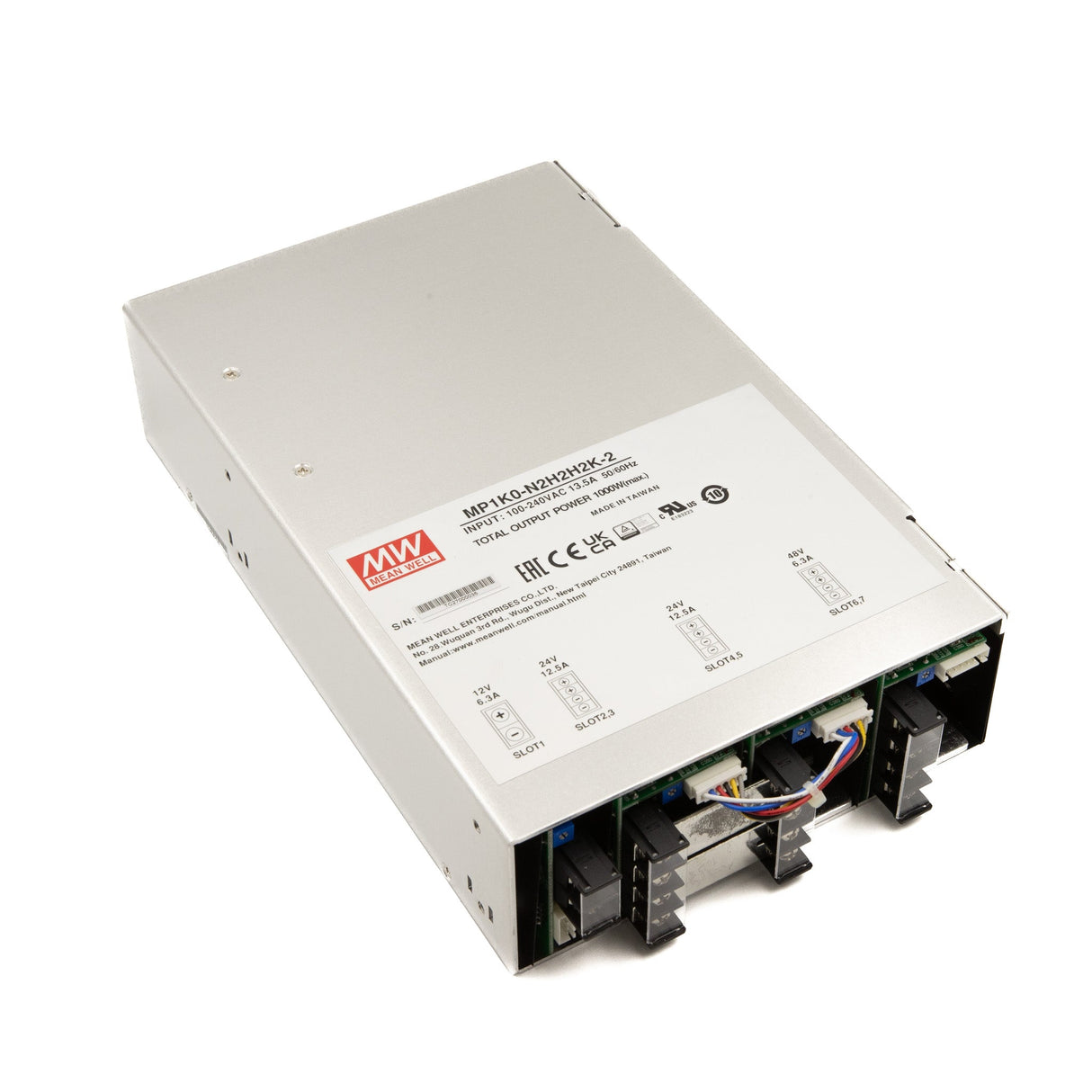 Mean Well MP1K0-N2H2H2K-2 Modular Power Supply, 1KW, 7 Slot Output, 12V * 1, 24V * 4, 48V * 2 6.3A - MP1K0-N2H2H2K-2 - powersupplymall.com