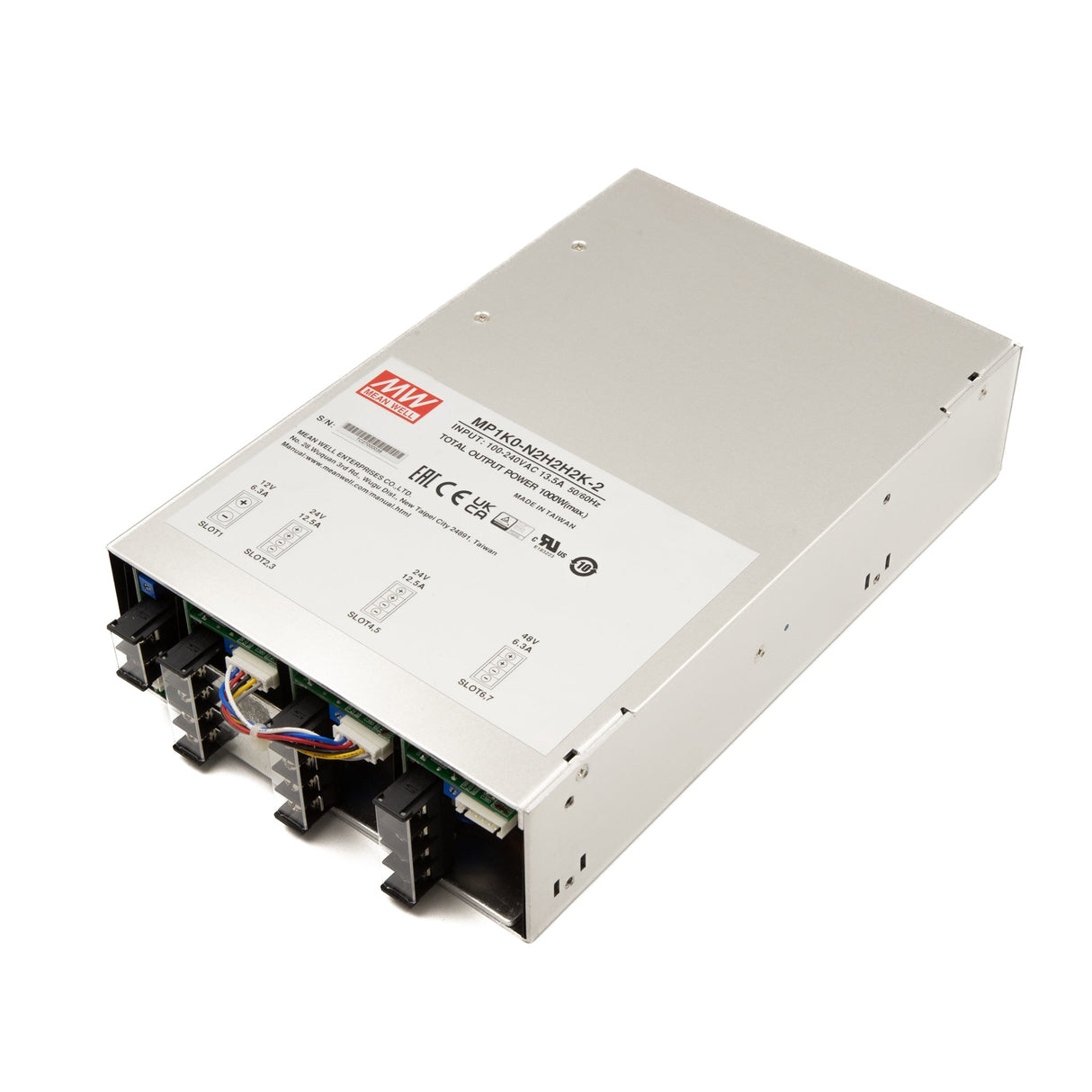 Mean Well MP1K0-N2H2H2K-2 Modular Power Supply, 1KW, 7 Slot Output, 12V * 1, 24V * 4, 48V * 2 6.3A - MP1K0-N2H2H2K-2 - powersupplymall.com