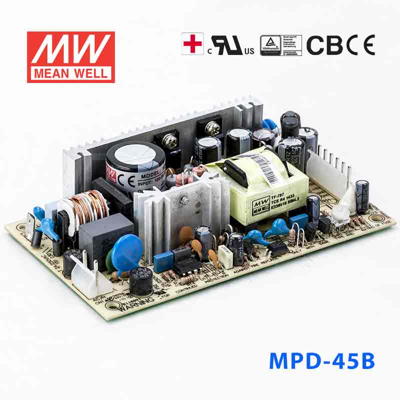 Mean Well MPD - 45B Power Supply 45W 5V 24V - MPD - 45B - powersupplymall.com