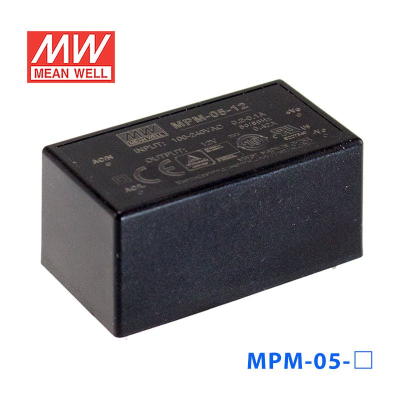 Mean Well MPM - 05 - 15 Power Supply 5W 15V - MPM - 05 - 15 - powersupplymall.com