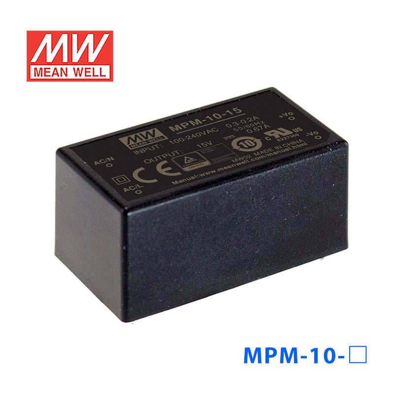 Mean Well MPM - 10 - 5 Power Supply 10W 5V - MPM - 10 - 5 - powersupplymall.com
