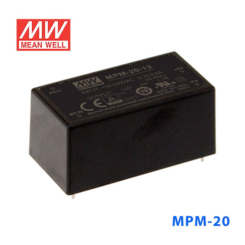 Mean Well MPM - 20 - 3.3 Power Supply 20W 3.3V - MPM - 20 - 3.3 - powersupplymall.com