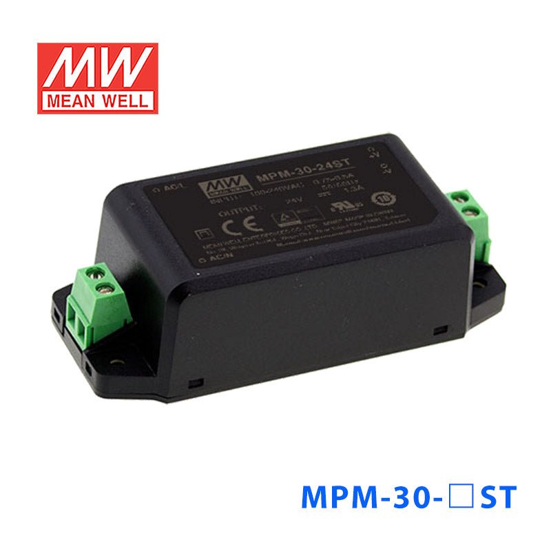 Mean Well MPM - 30 - 24ST Power Supply 30W 24V - MPM - 30 - 24ST - powersupplymall.com